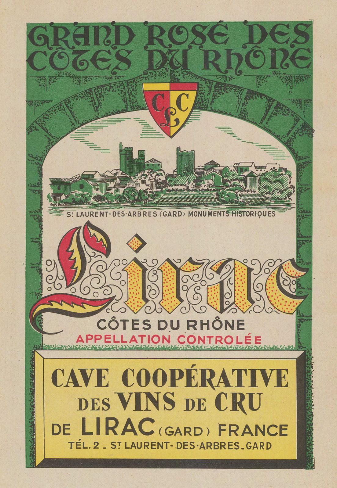 Walter Crotch, Wine - Cave des Vins de Cru de Lirac, 1947