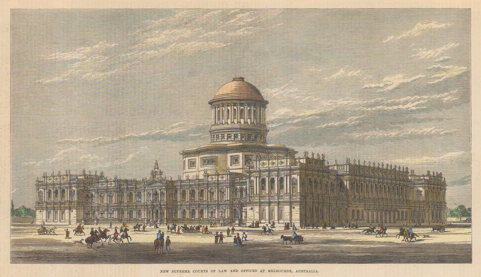 Illustrated London News (ILN), Australia - Melbourne, New Supreme Courts of Law, 1877
