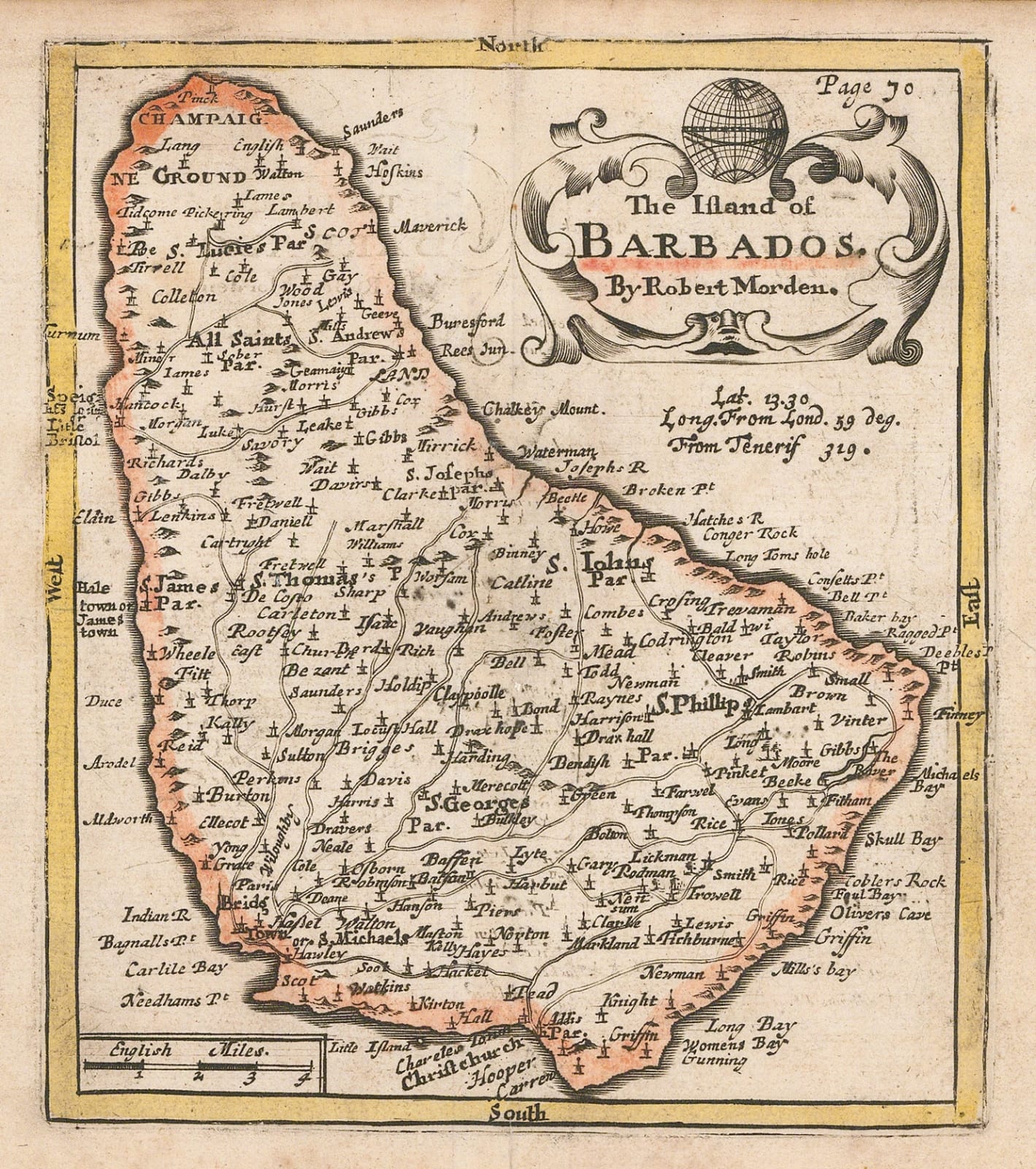 Robert Morden, The Island of Barbados, 1699