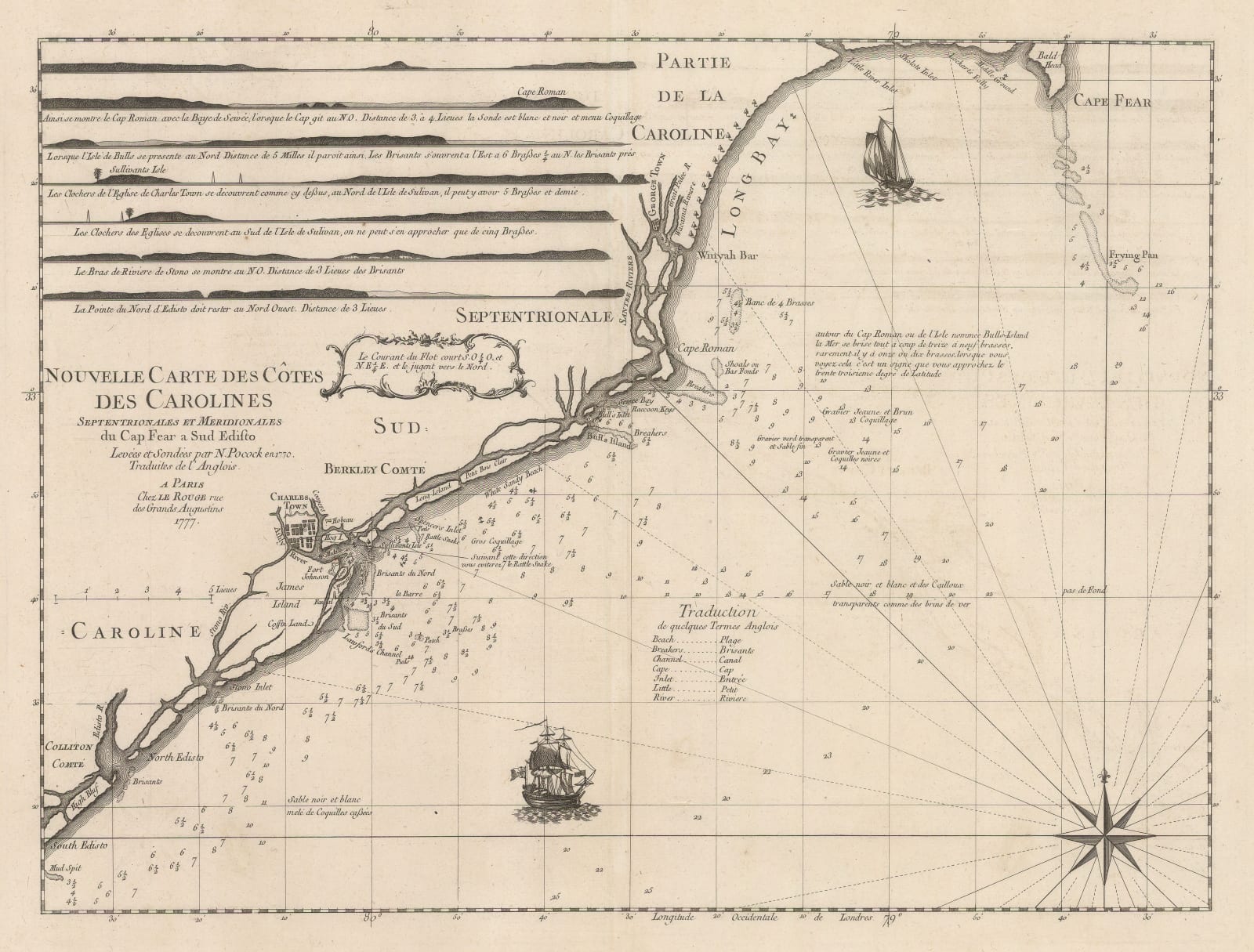 Georges-Louis Le Rouge, Chart of North and South Carolina coast, 1777