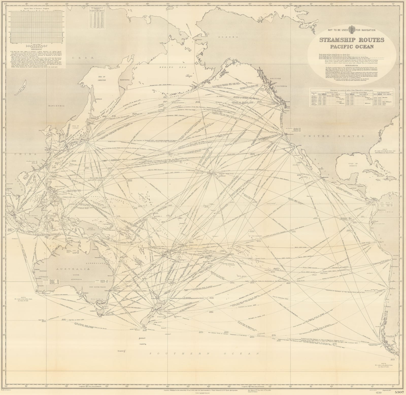 British Admiralty, Steamship Routes Pacific Ocean, 1951