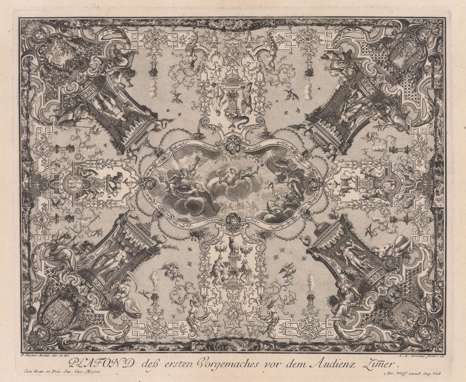 Paul Decker, Interiors - Baroque Ceiling Decoration, 1711