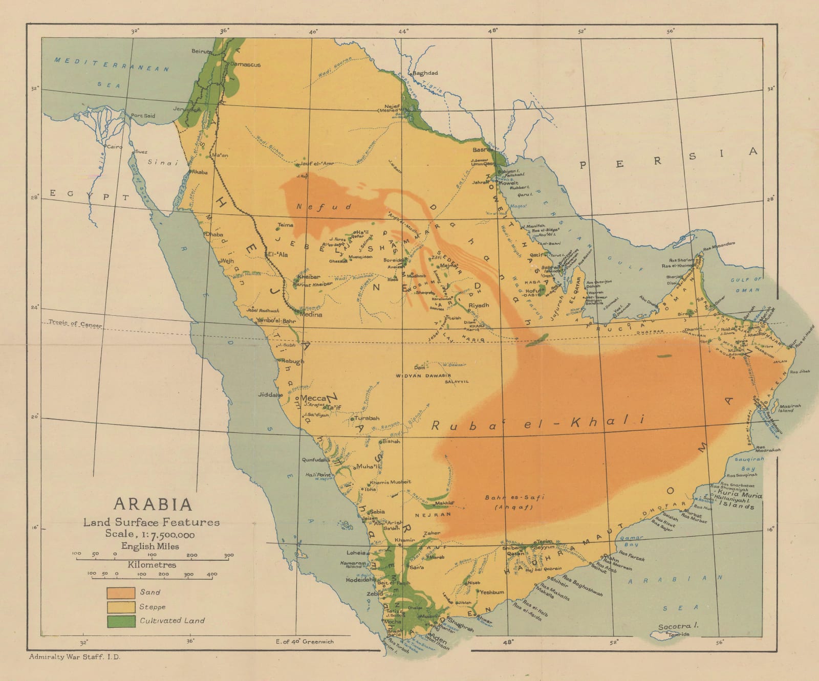 David George Hogarth, Arabia - Land Surface Features, 1916