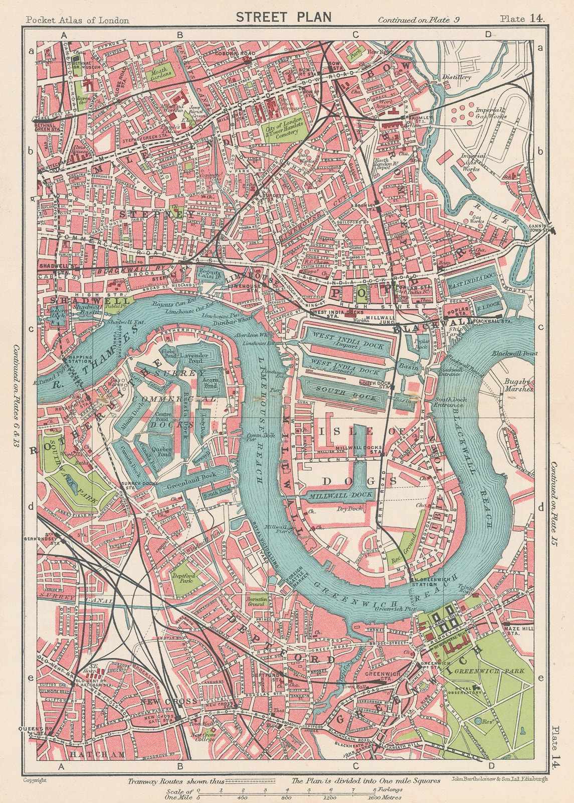 John Bartholomew & Co., Isle of Dogs, Poplar, Deptford & Rotherhithe, 1929
