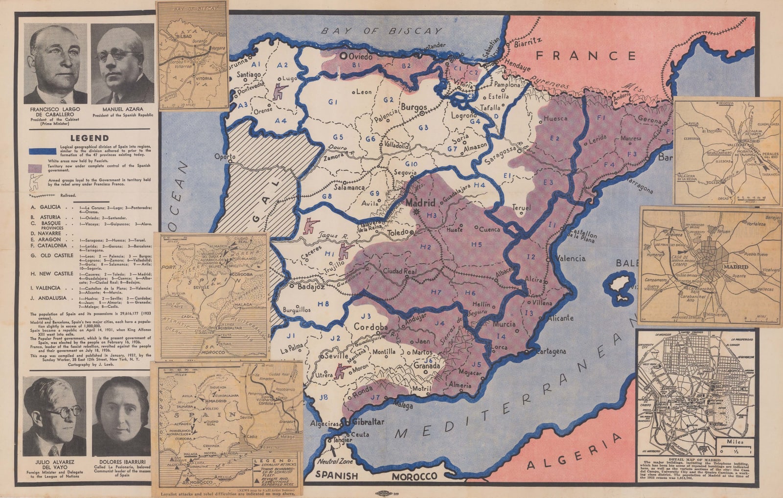 J. Loeb, Spanish Civil War News Map, 1937
