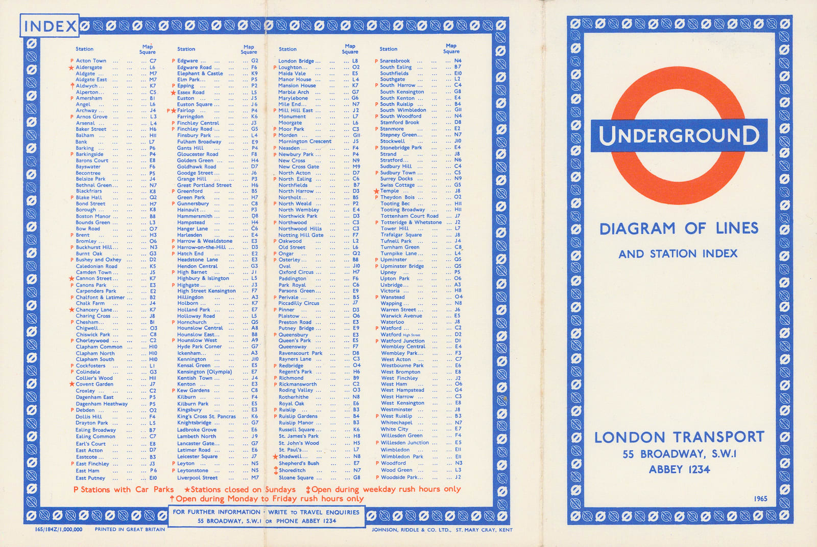 Paul E. Garbutt, London Underground Map, 1965