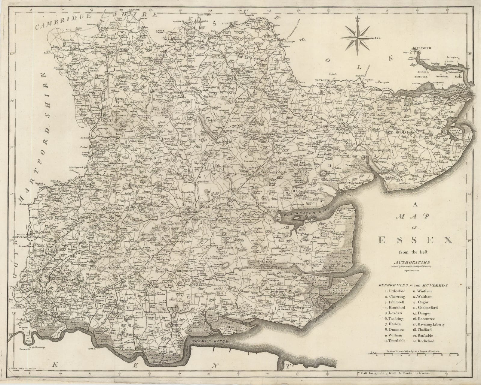 John Cary, A Map of Essex from the Best Authorities, 1805
