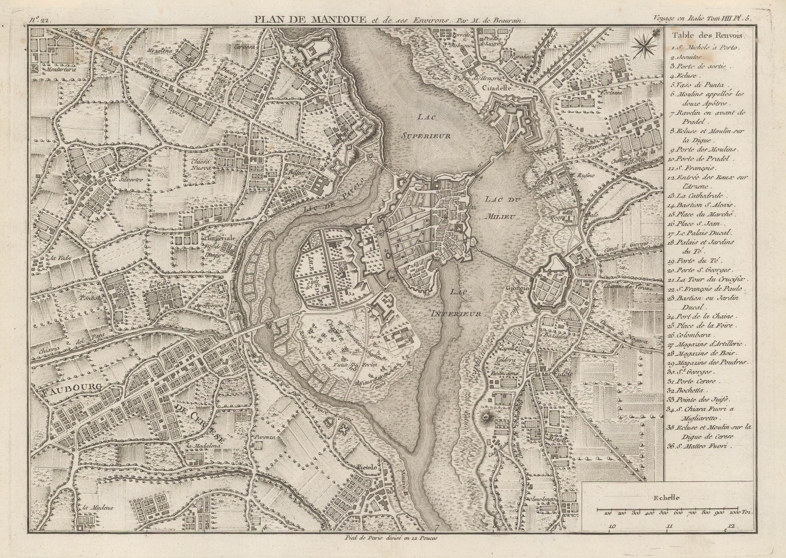 Voyage en Italie, City plan of Mantua, 1800 c.