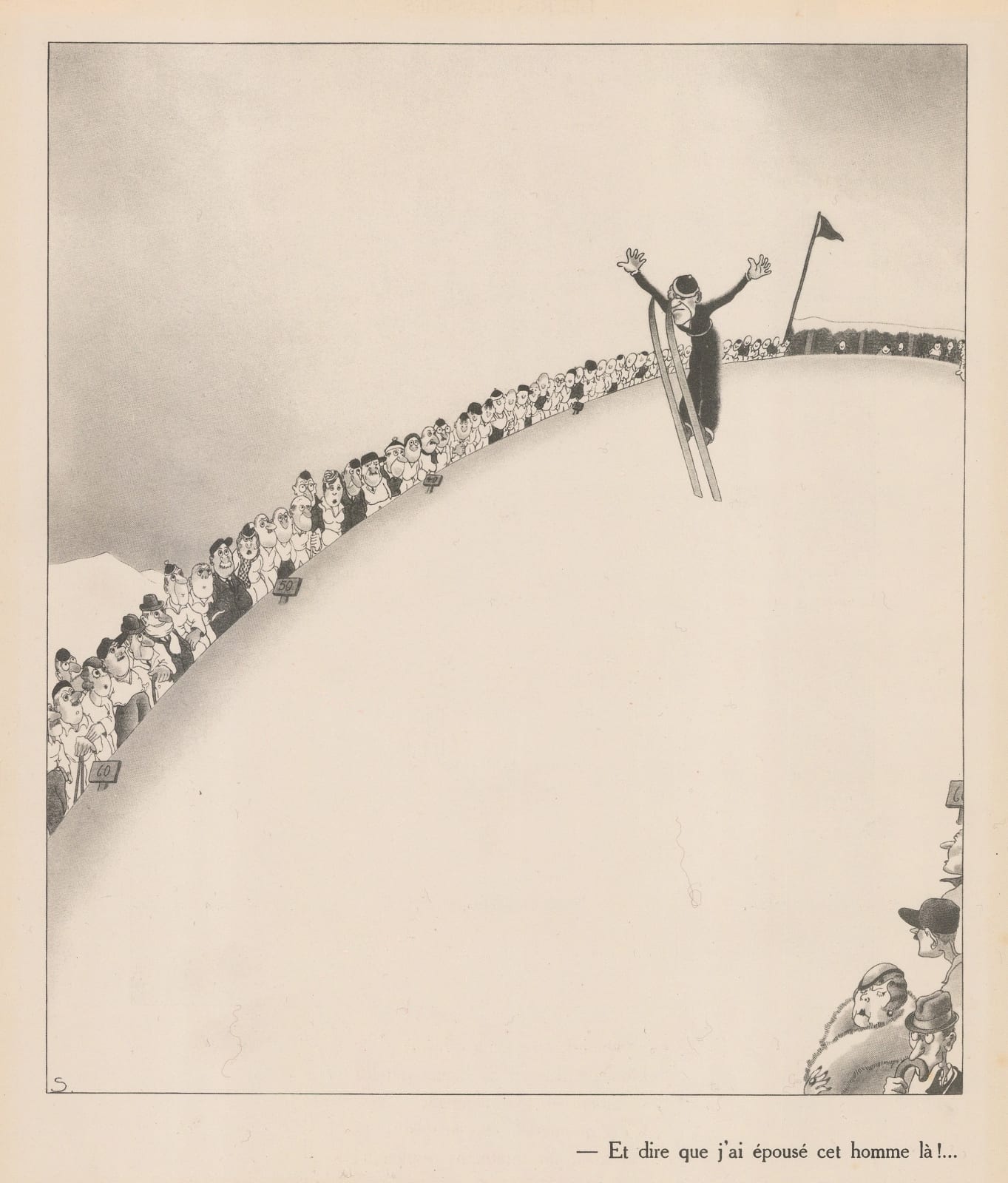 Paul Samivel, Skiing - Cartoon, 1933