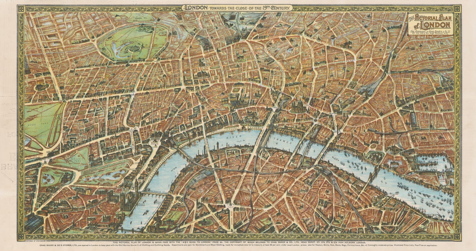 Charles Baker & Co., Pictorial Map of London, 1900 (c.)
