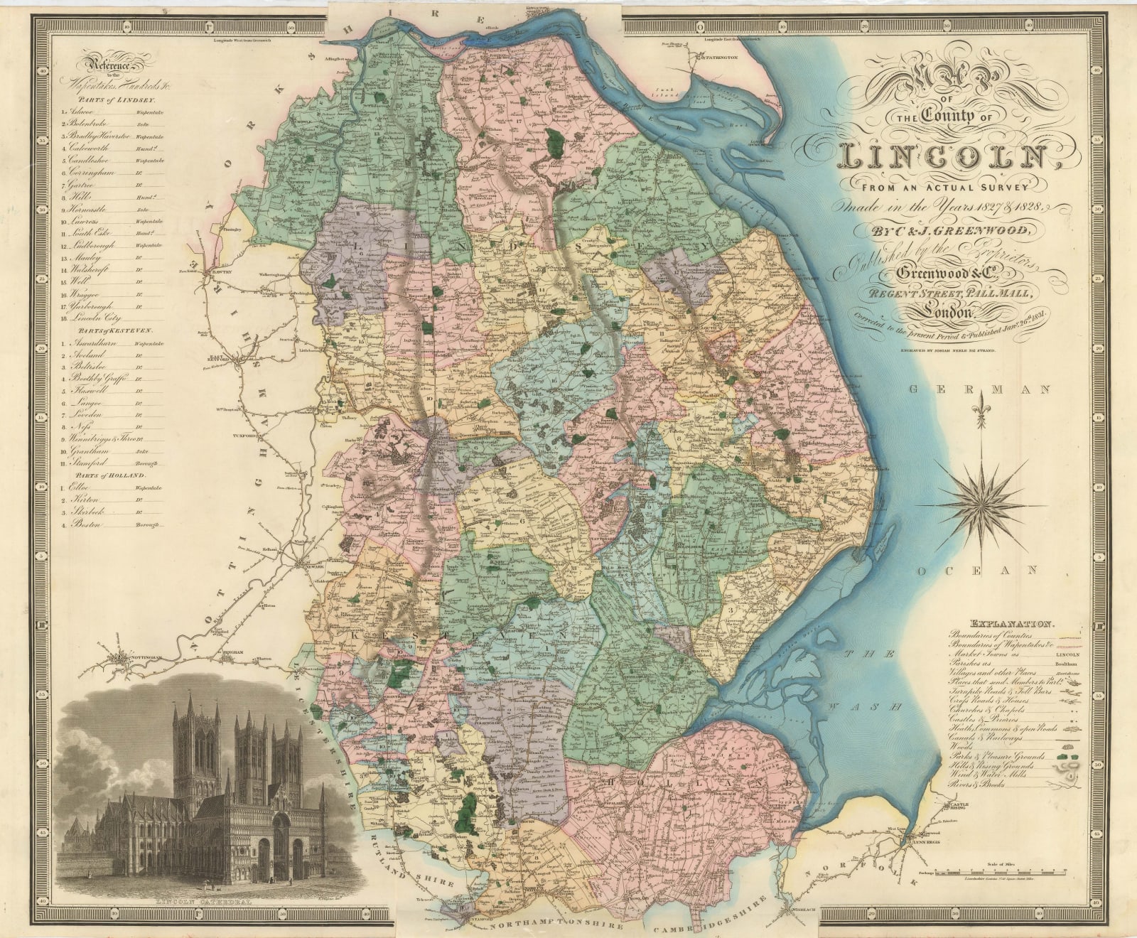 Christopher & John Greenwood, Map of the County of Lincoln, 1831  The 