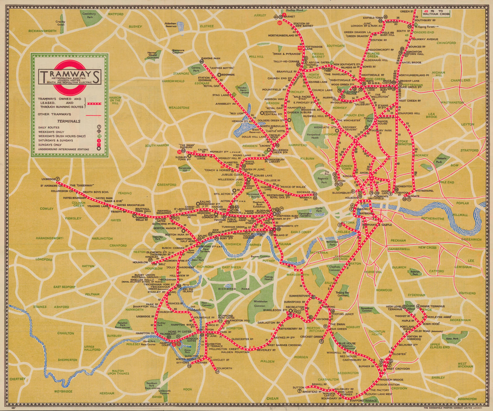 Dangerfield Printing, London Tramways, 1927