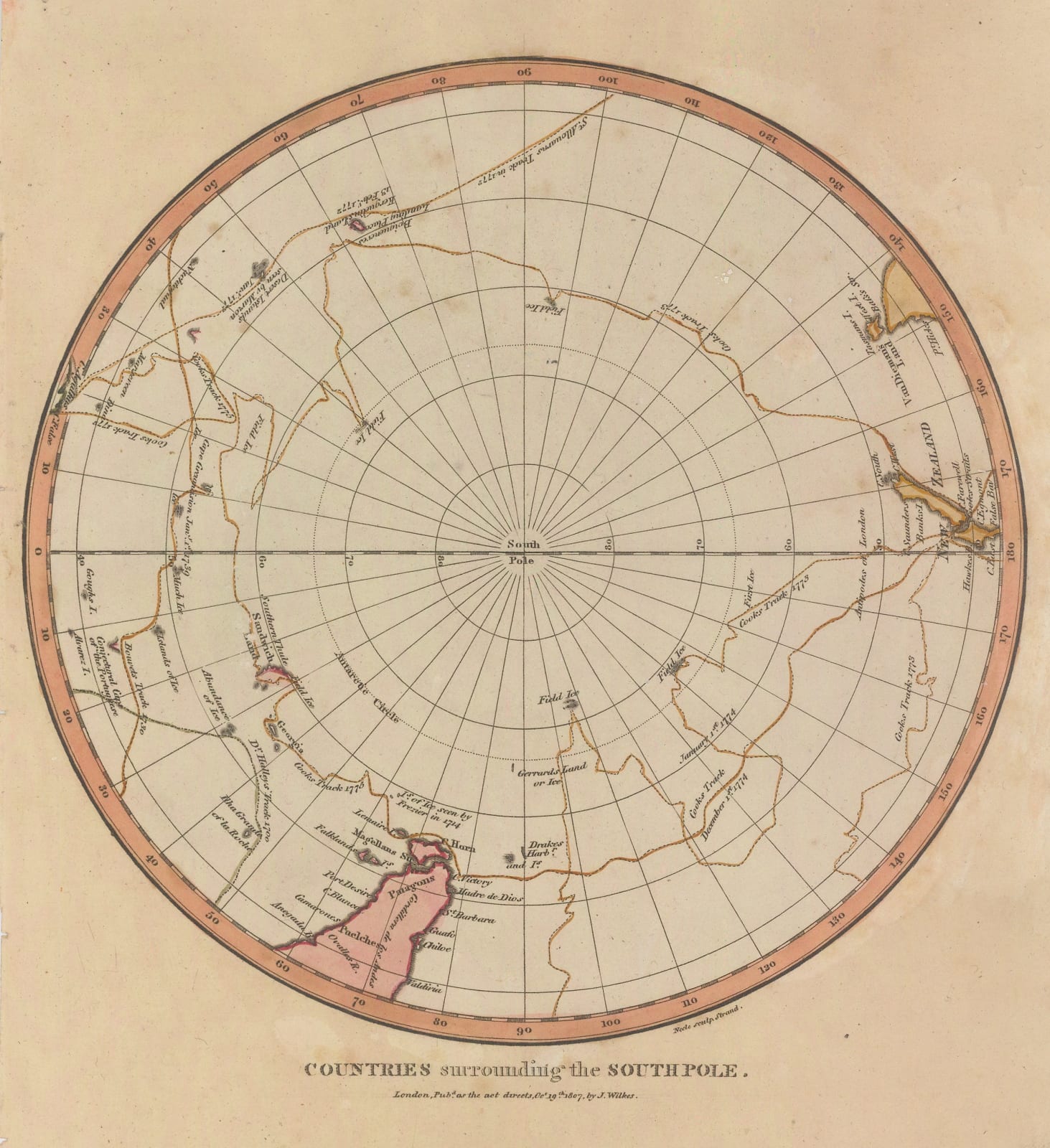 John Wilkes, Countries surrounding the South Pole, 1807