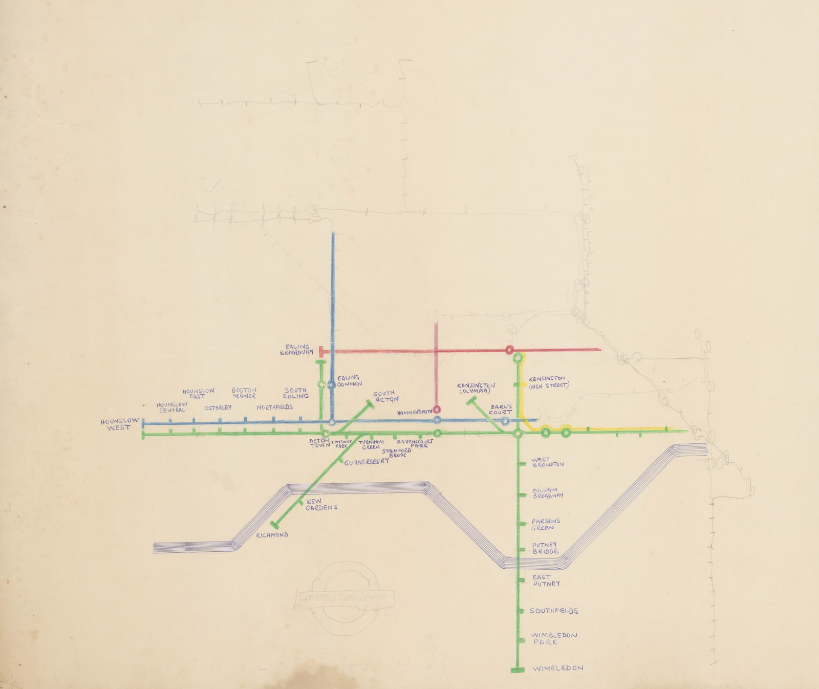 Harry Beck, Partial Sketch for the 1951 Quad Royal Poster, 1950