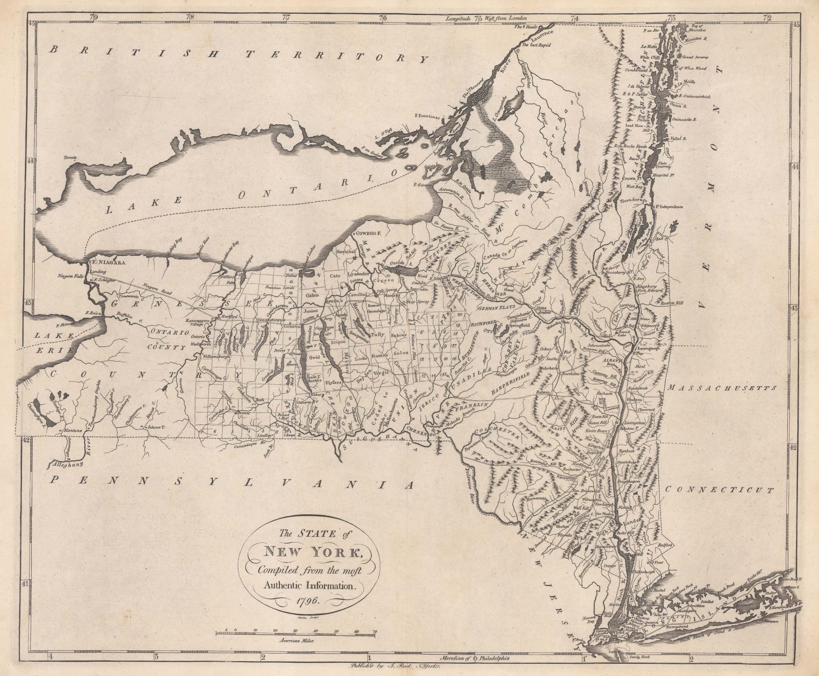 John Reid, The State of New York, compiled from the Most Authentic Information, 1796