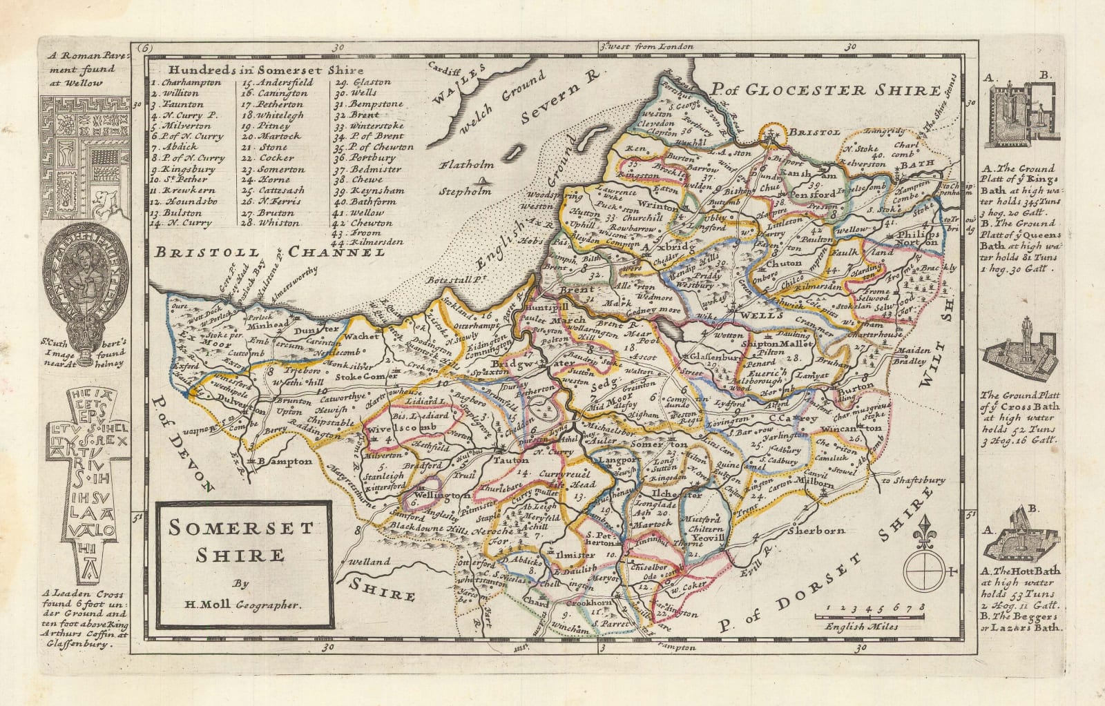Herman Moll, Somersetshire, 1724