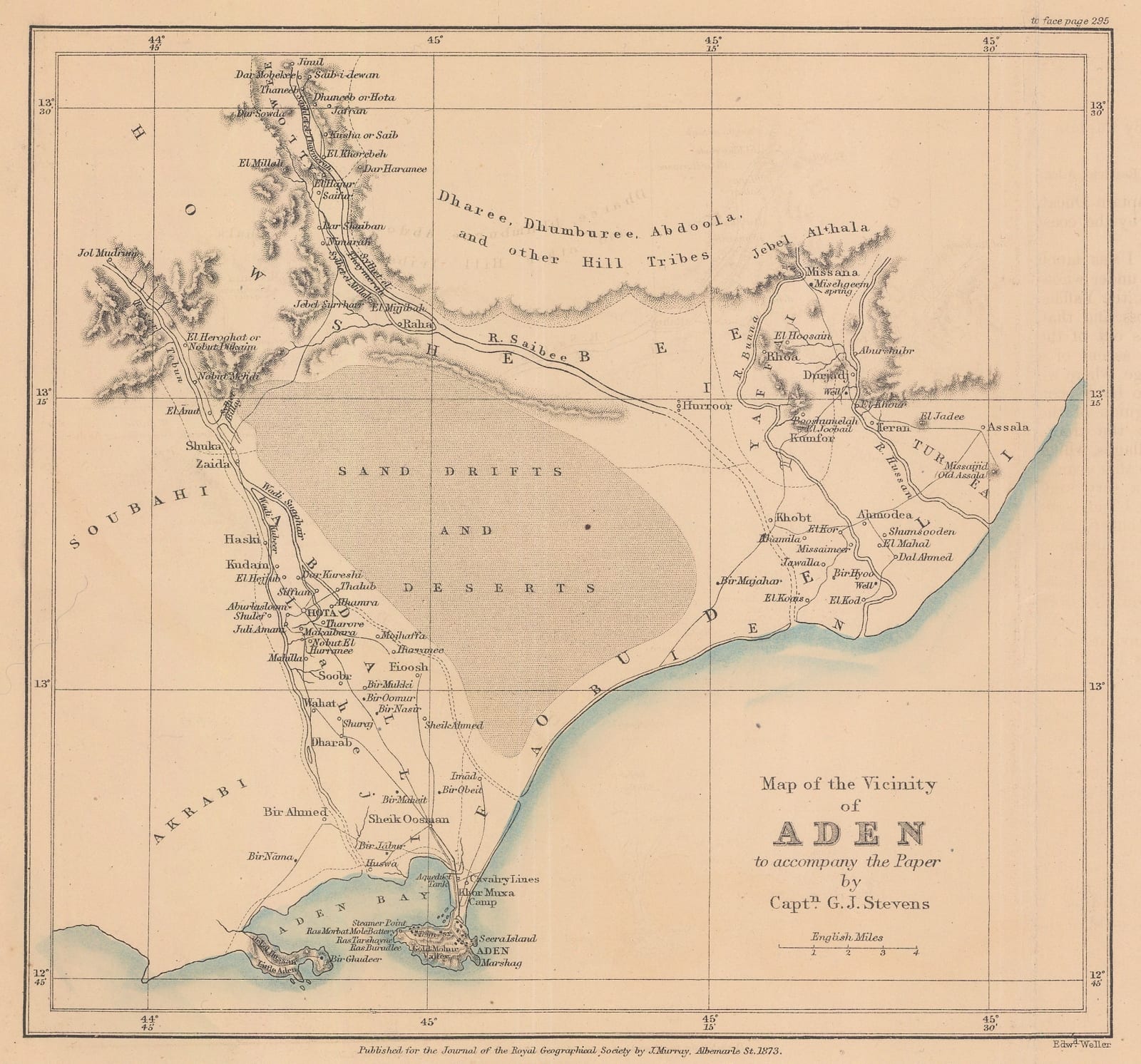 Royal Geographical Society (RGS), Map of the Vicinity of Aden, 1873