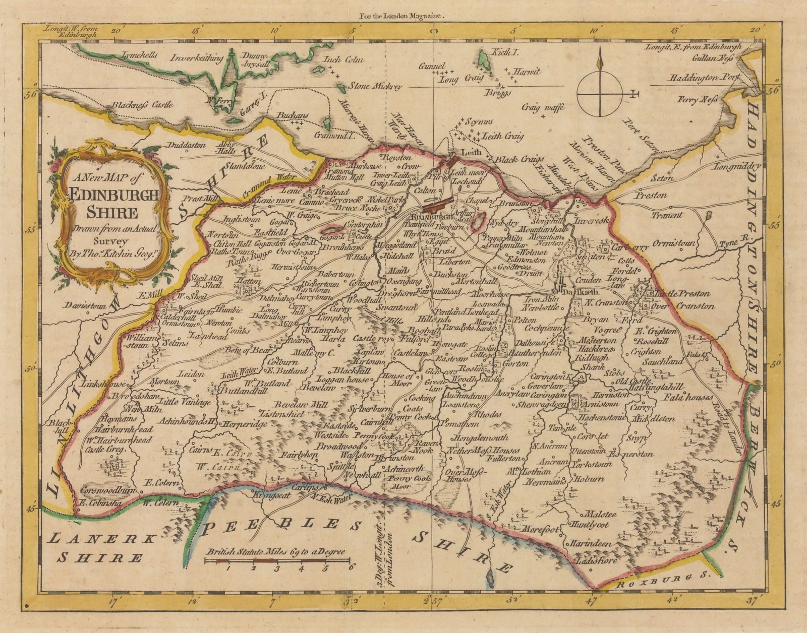 London Magazine, A New Map of Edinburgh Shire, 1768