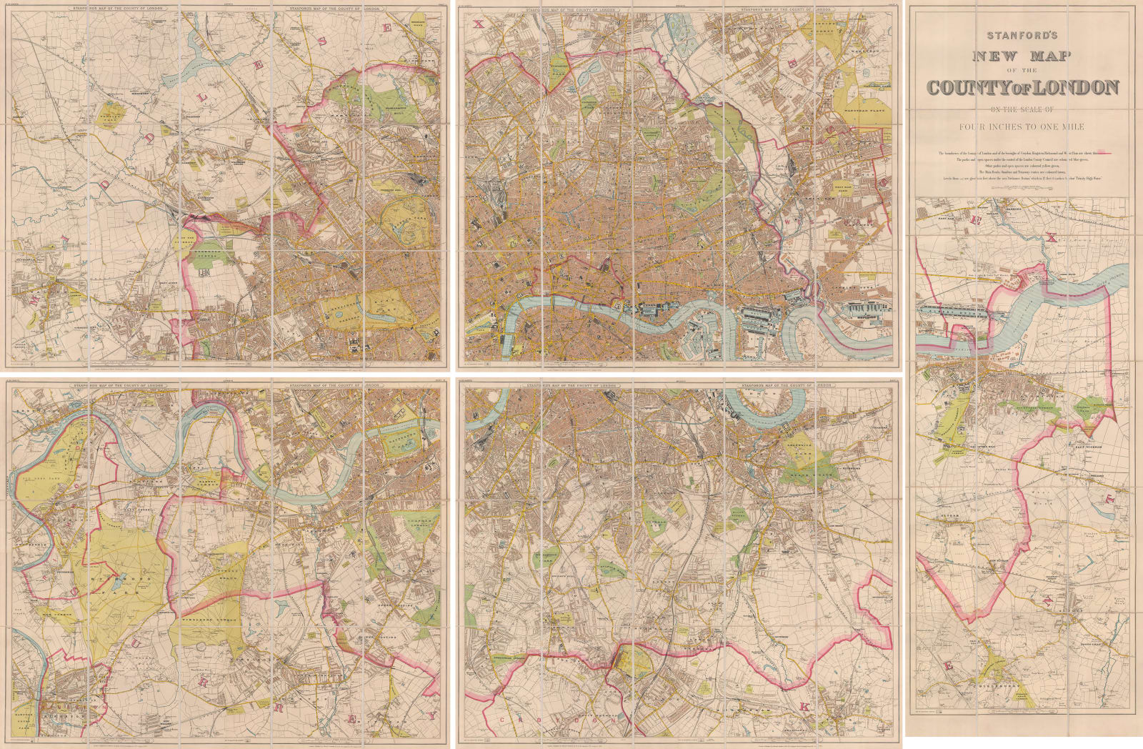 Edward Stanford, New Map of the County of London, 1901