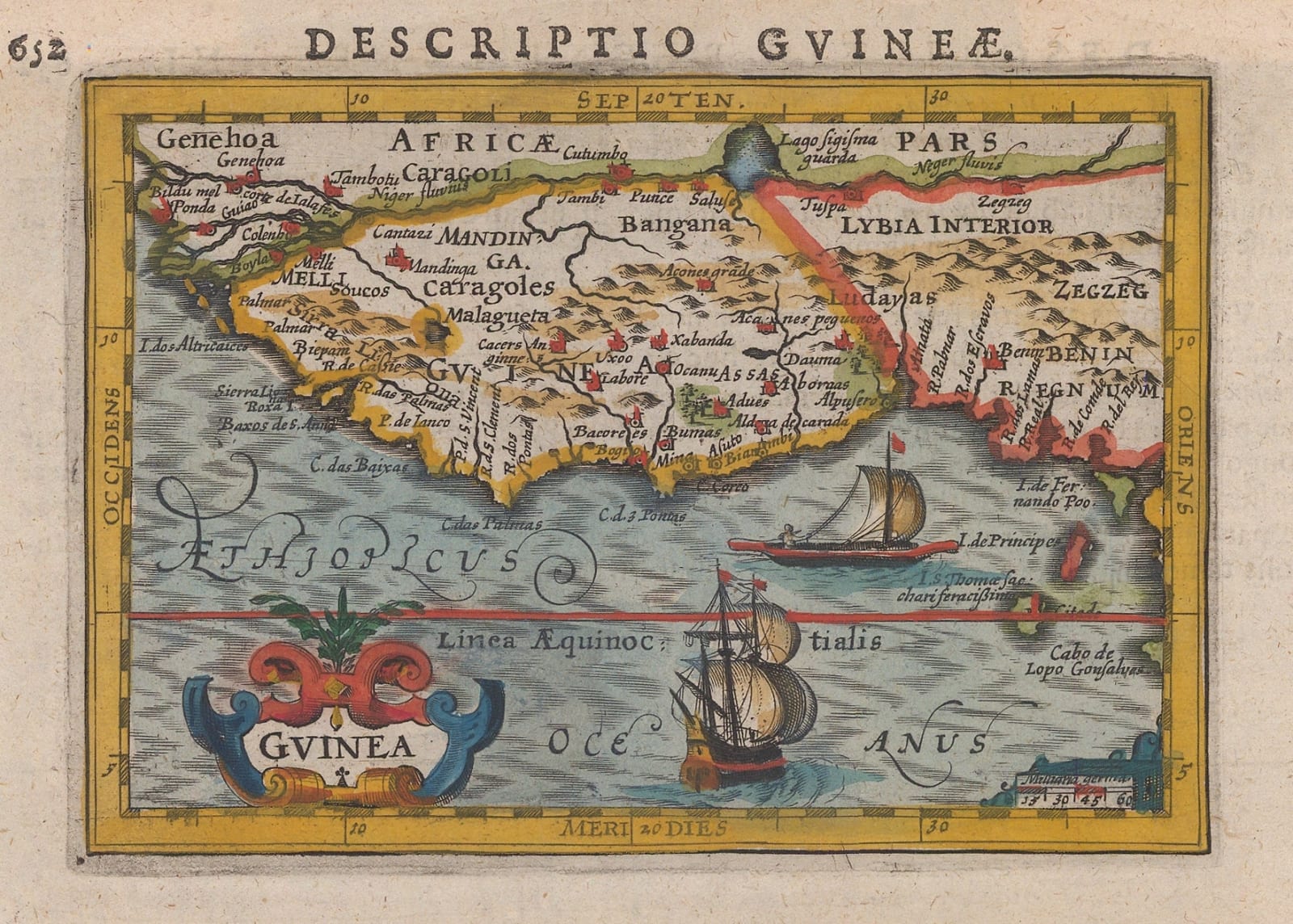 Petrus Bertius, Miniature map of the west coast of Africa, 1616