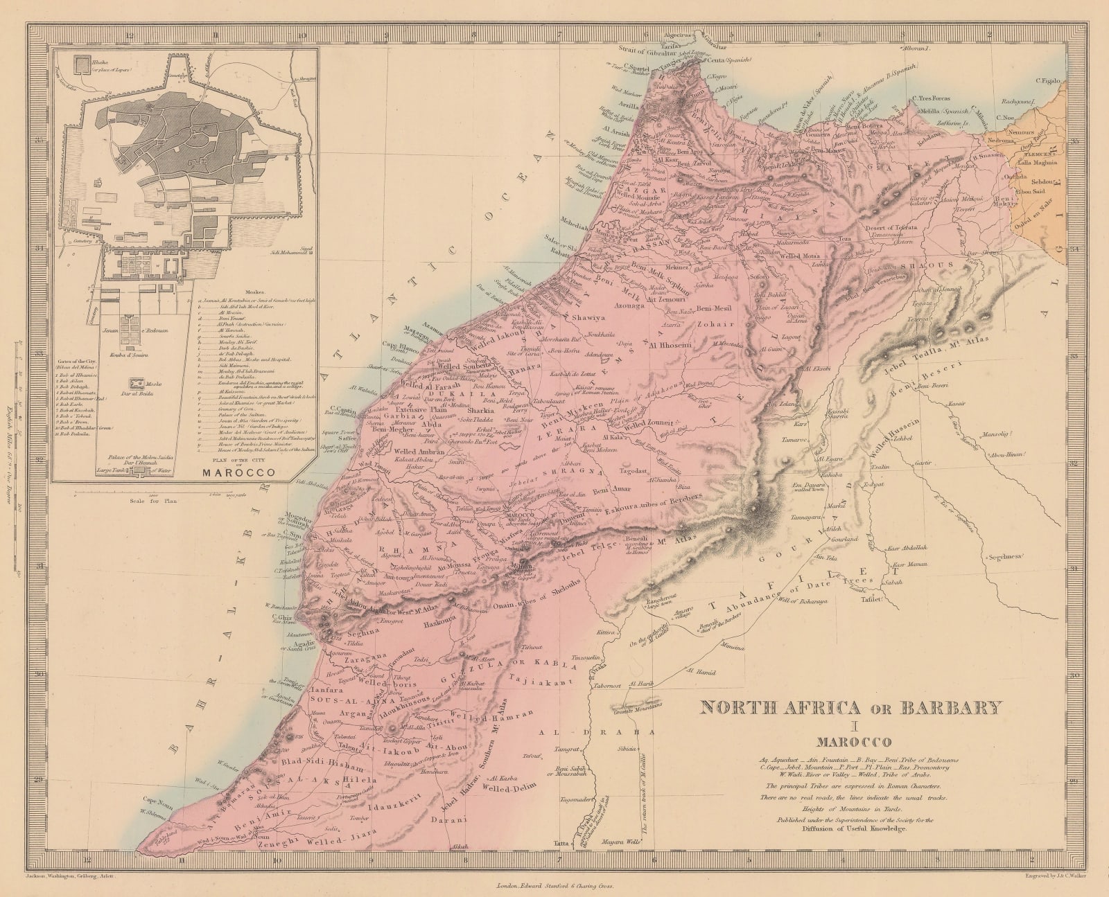 Society for the Diffusion of Useful Knowledge (SDUK), North Africa or Barbary I - Marocco, 1875