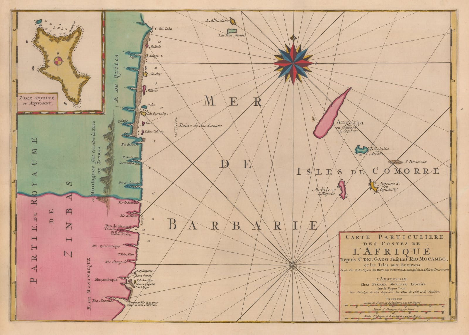 Pierre Mortier, Comoro Islands and the Mozambique coast, 1708