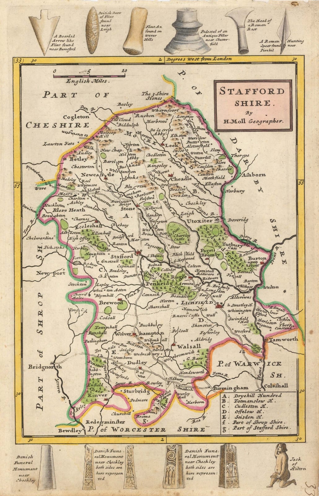 Herman Moll, Stafford Shire, 1724