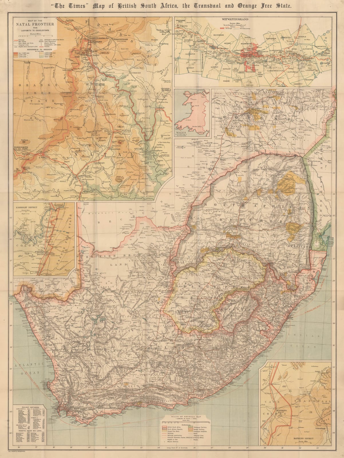 The Times, The Times Map of British South Africa, the Transvaal and Orange Free State, 1900 c.