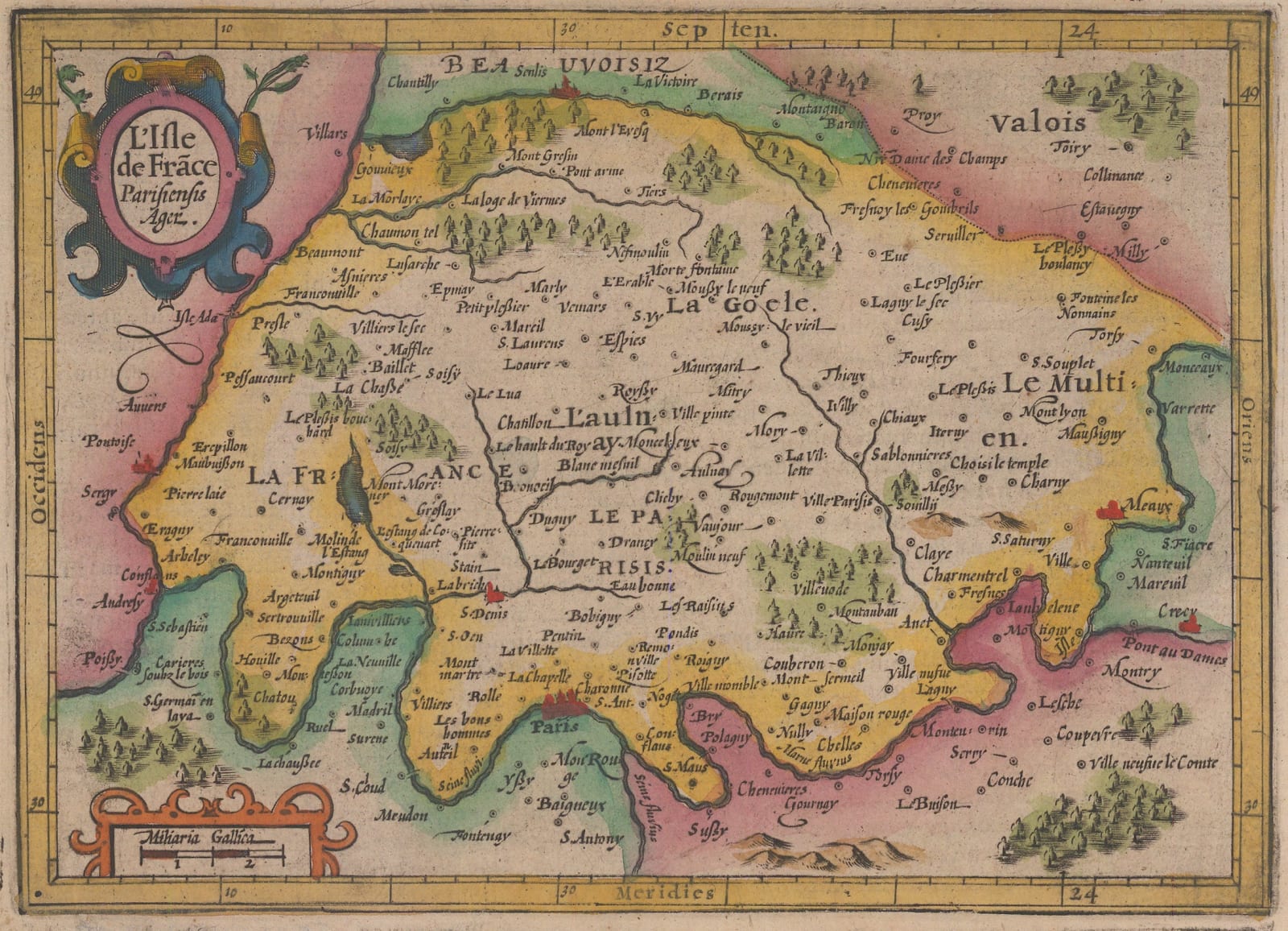 Mercator Hondius, Paris and environs, 1621