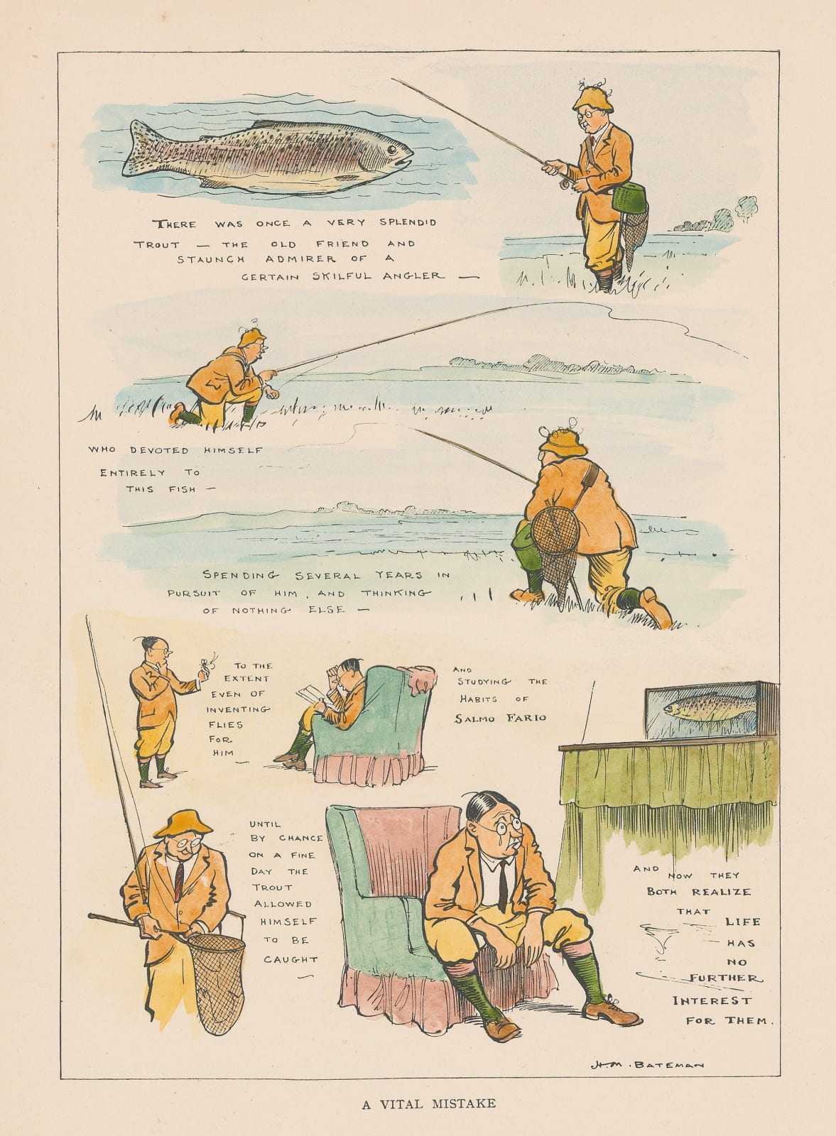 Henry Mayo Bateman, Fishing - Cartoon, 1928