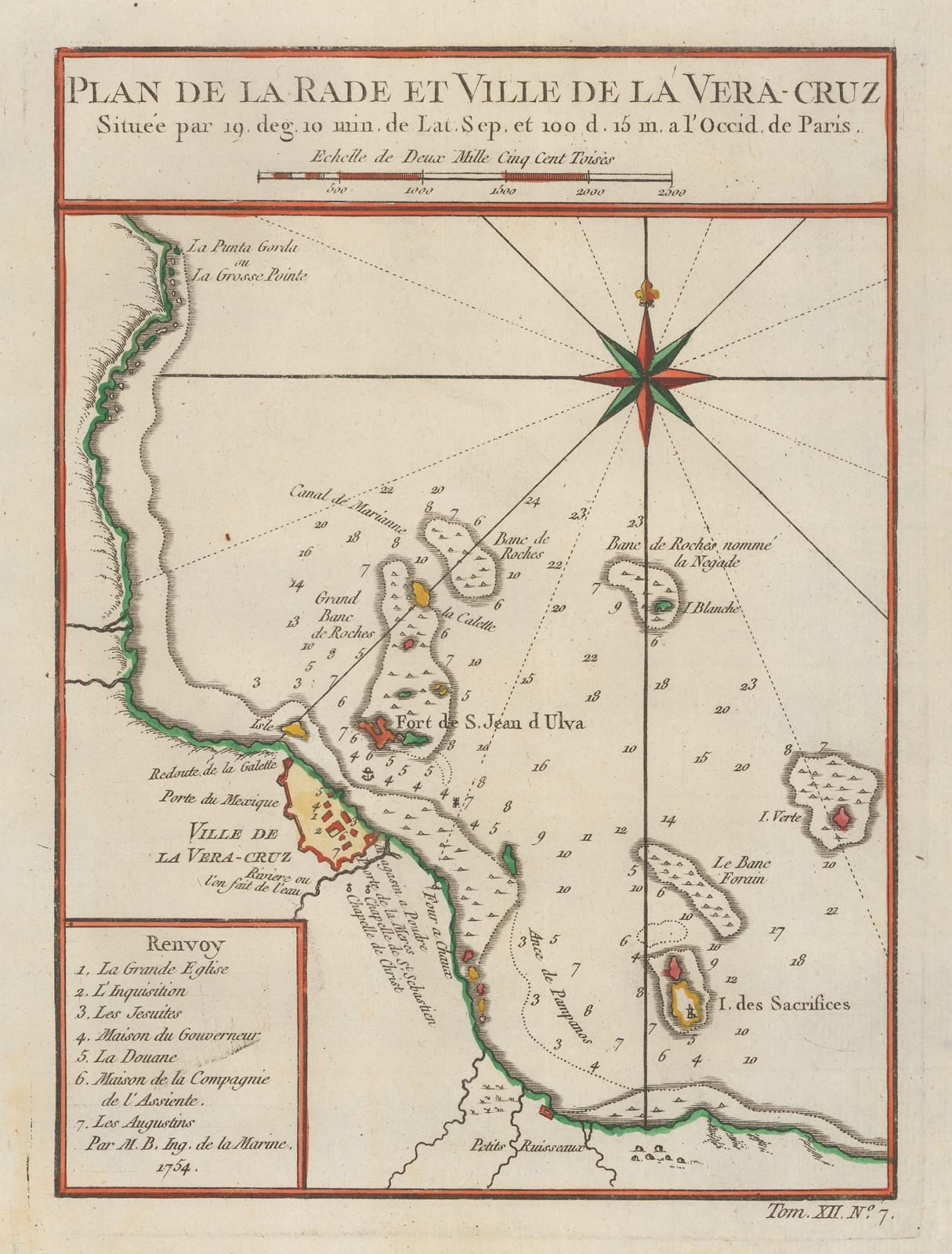 Jacques-Nicolas Bellin, Chart of the coast of of Veracruz, 1754