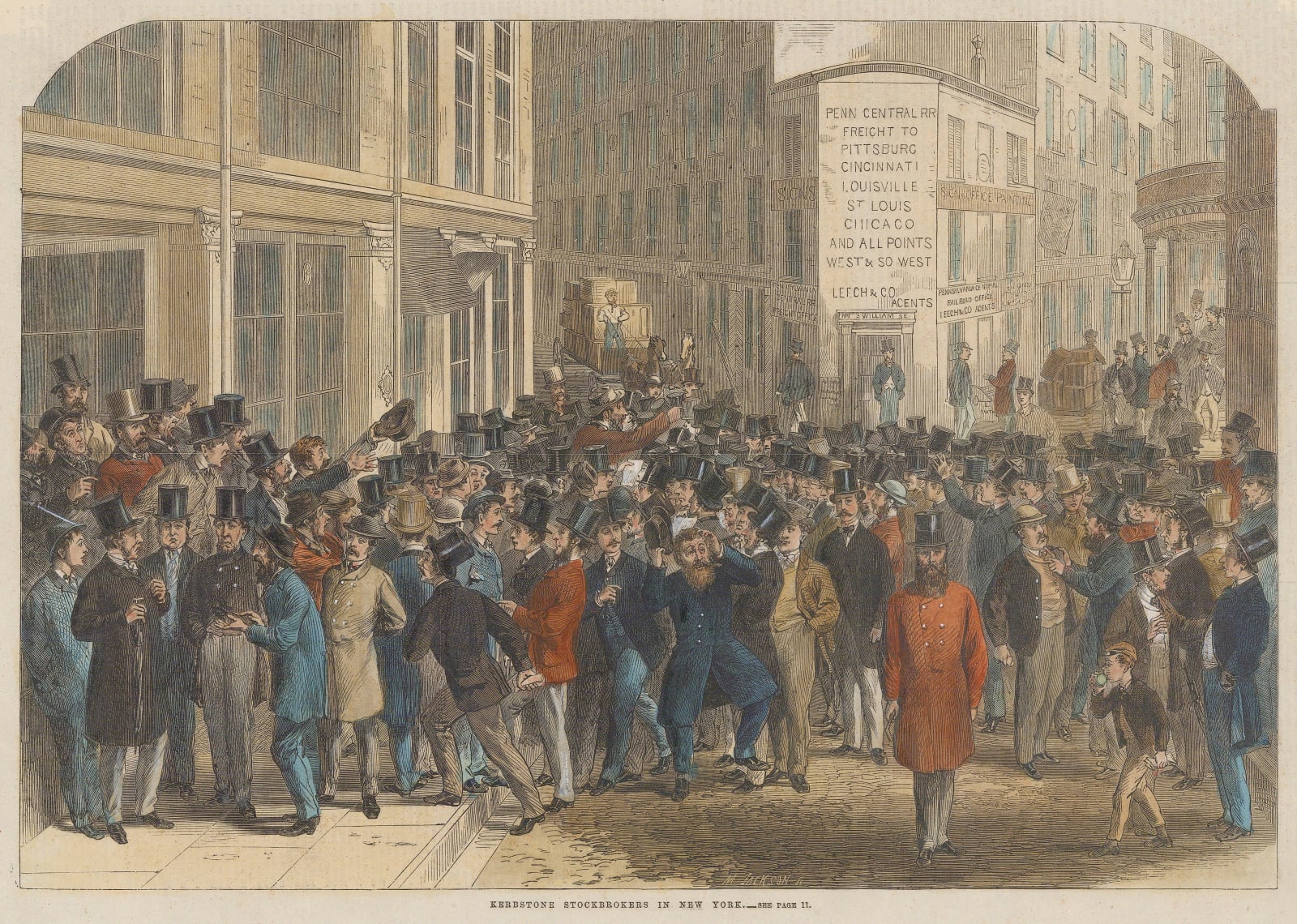 Illustrated London News (ILN), New York City - Kerbstone Stockbrokers , 1864