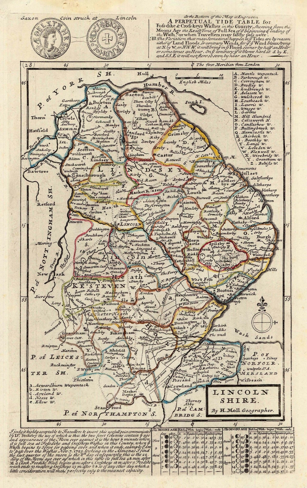 Herman Moll, Lincoln Shire, 1724