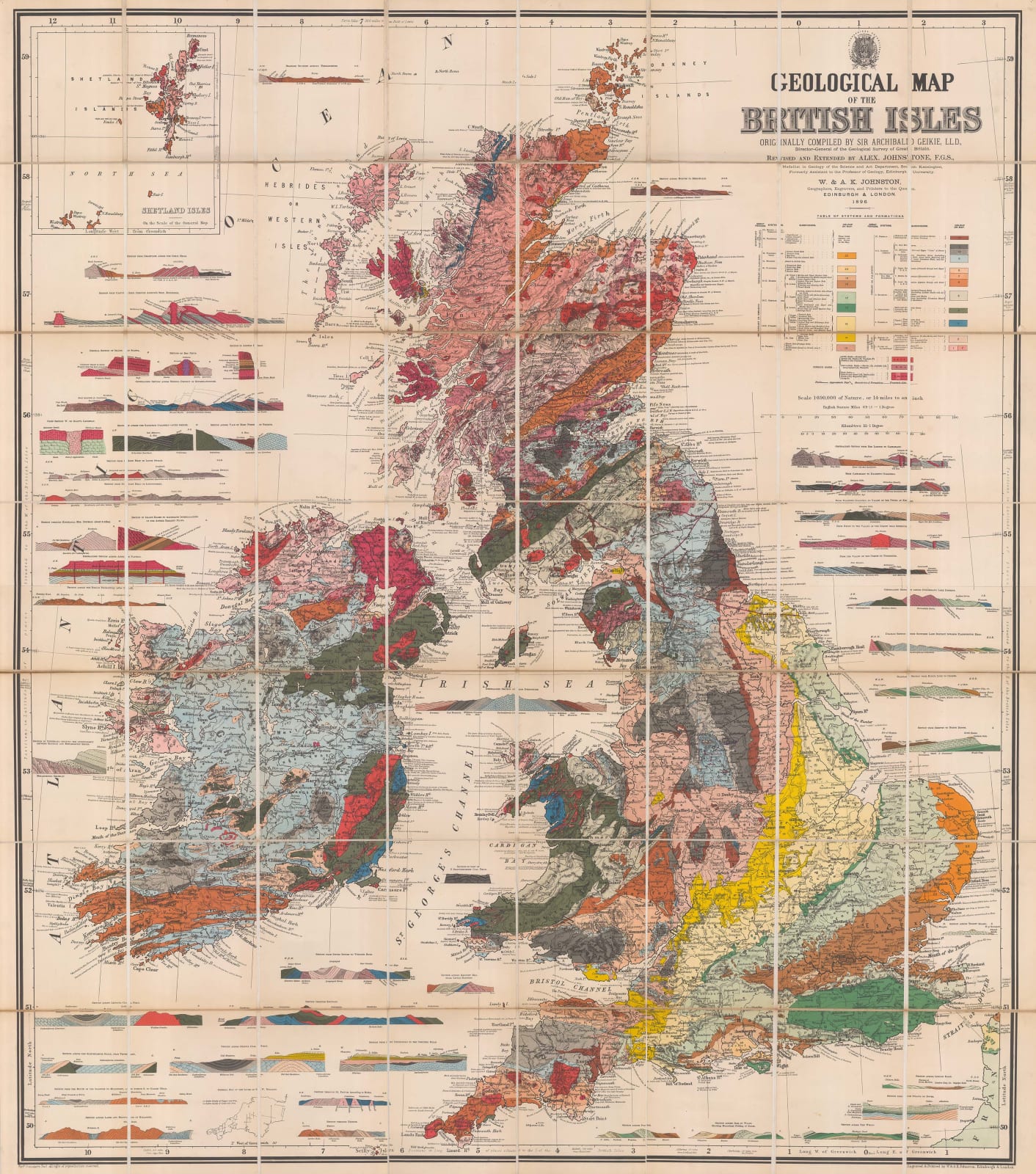Sir Archibald Geikie, Geological Map of the British Isles, 1896