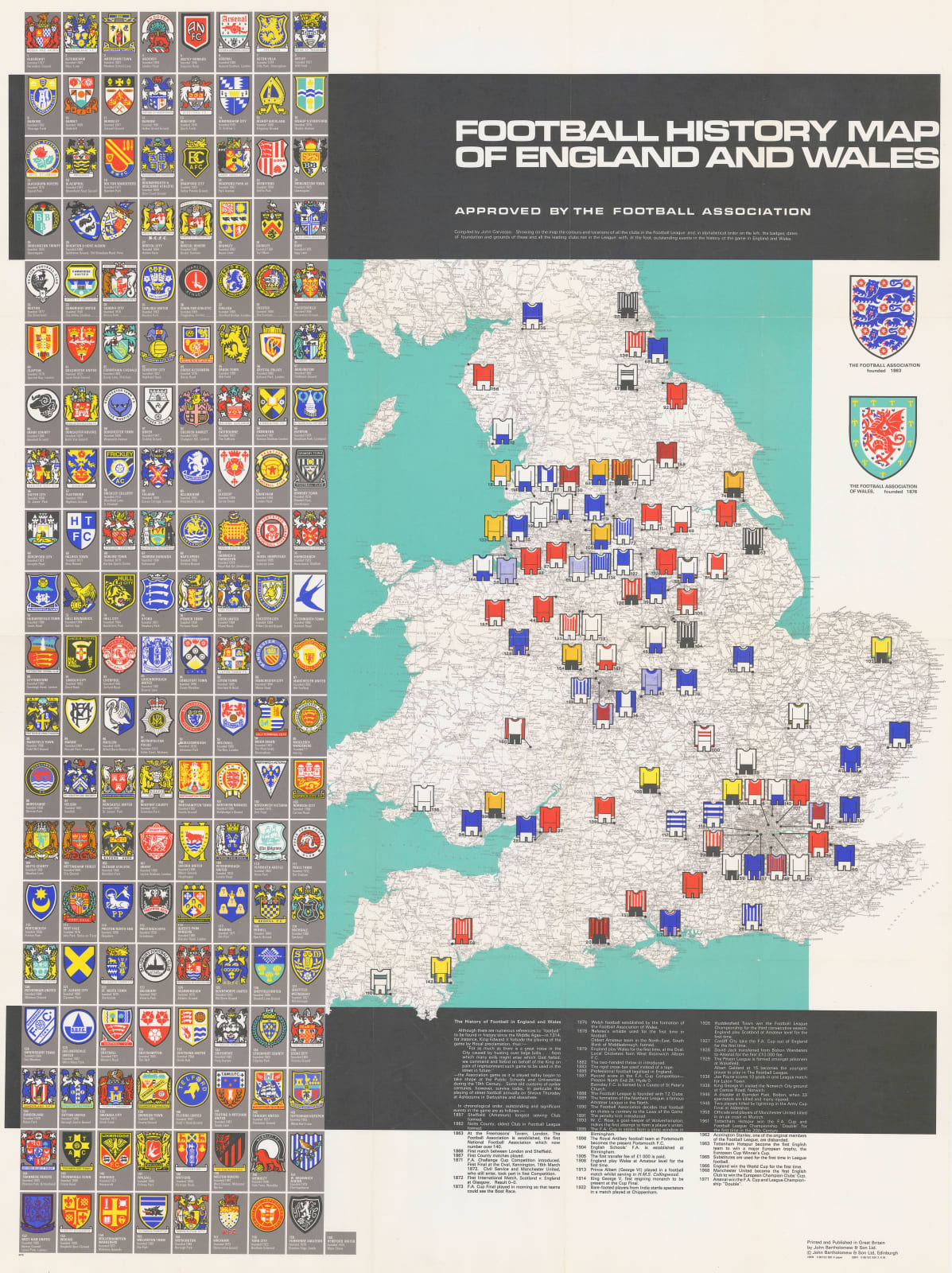 John Bartholomew & Son, Football History Map of England & Wales, 1971