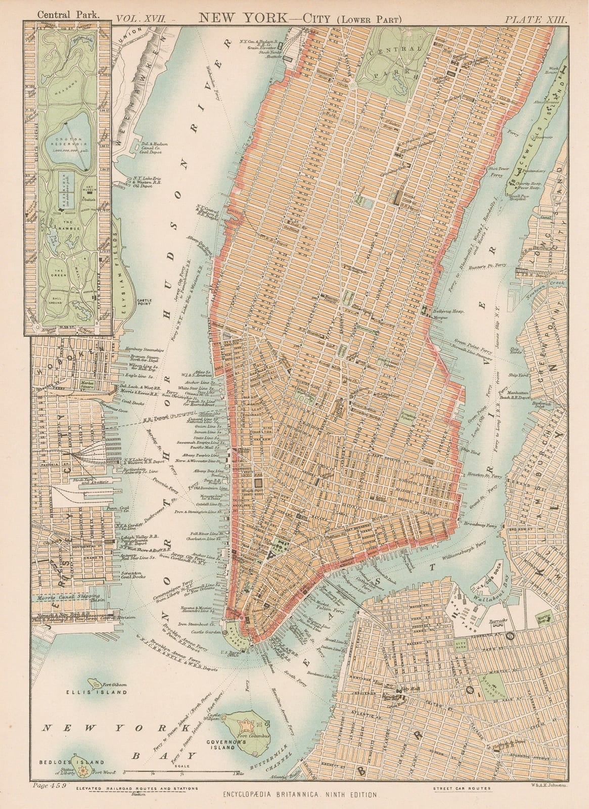 W. & A.K. Johnston, New York - City (Lower Part), 1880 c.