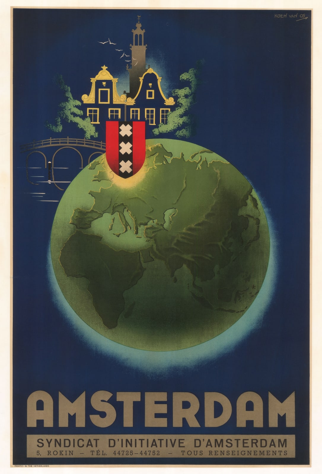 Koen van Os, Amsterdam Travel Poster, 1950 c.