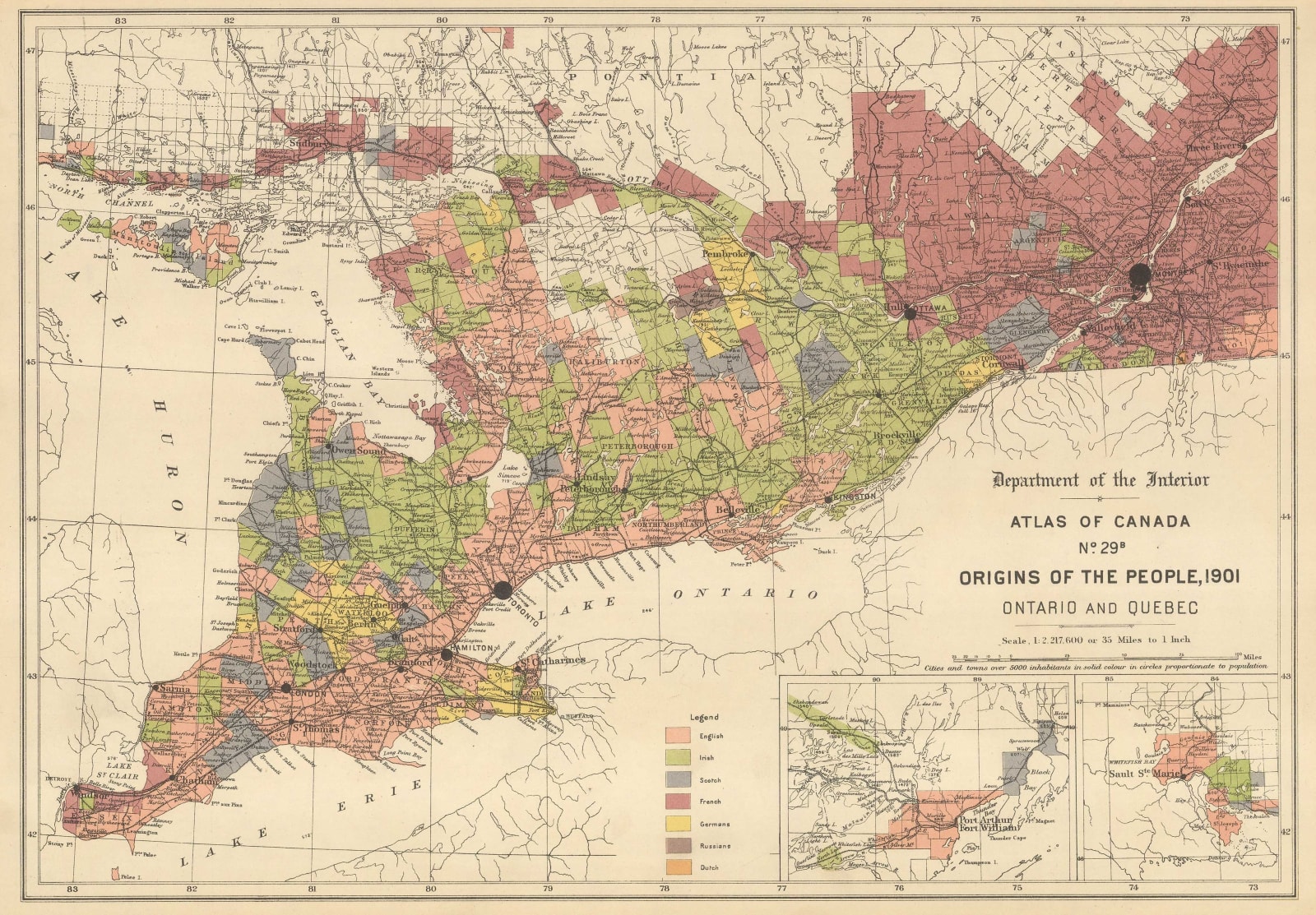 James White, Ethnographic map of Ontario and Quebec, 1906