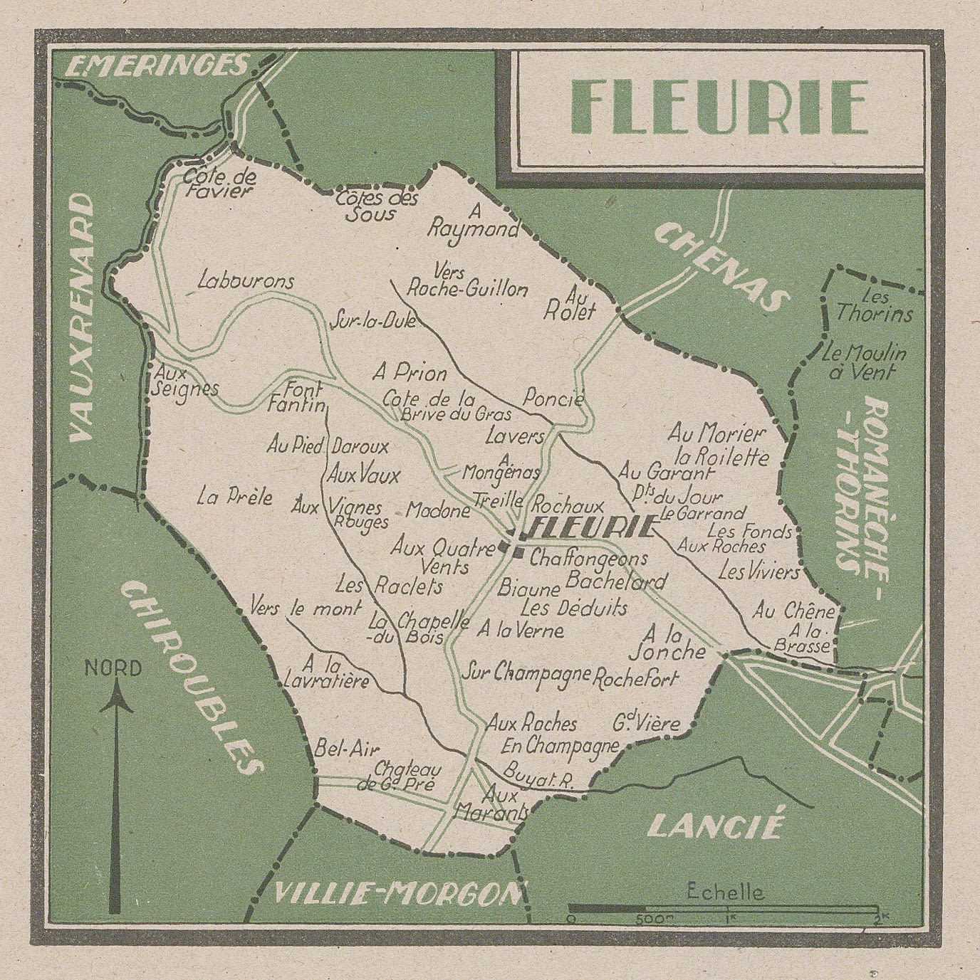 Walter Crotch, Wine Map of Fleurie, Beaujolais, 1947