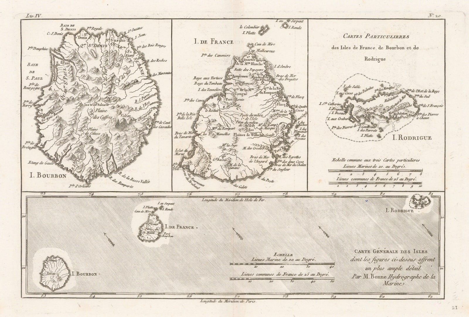 Rigobert Bonne, Mauritius, Réunion & Rodrigues, 1780 c