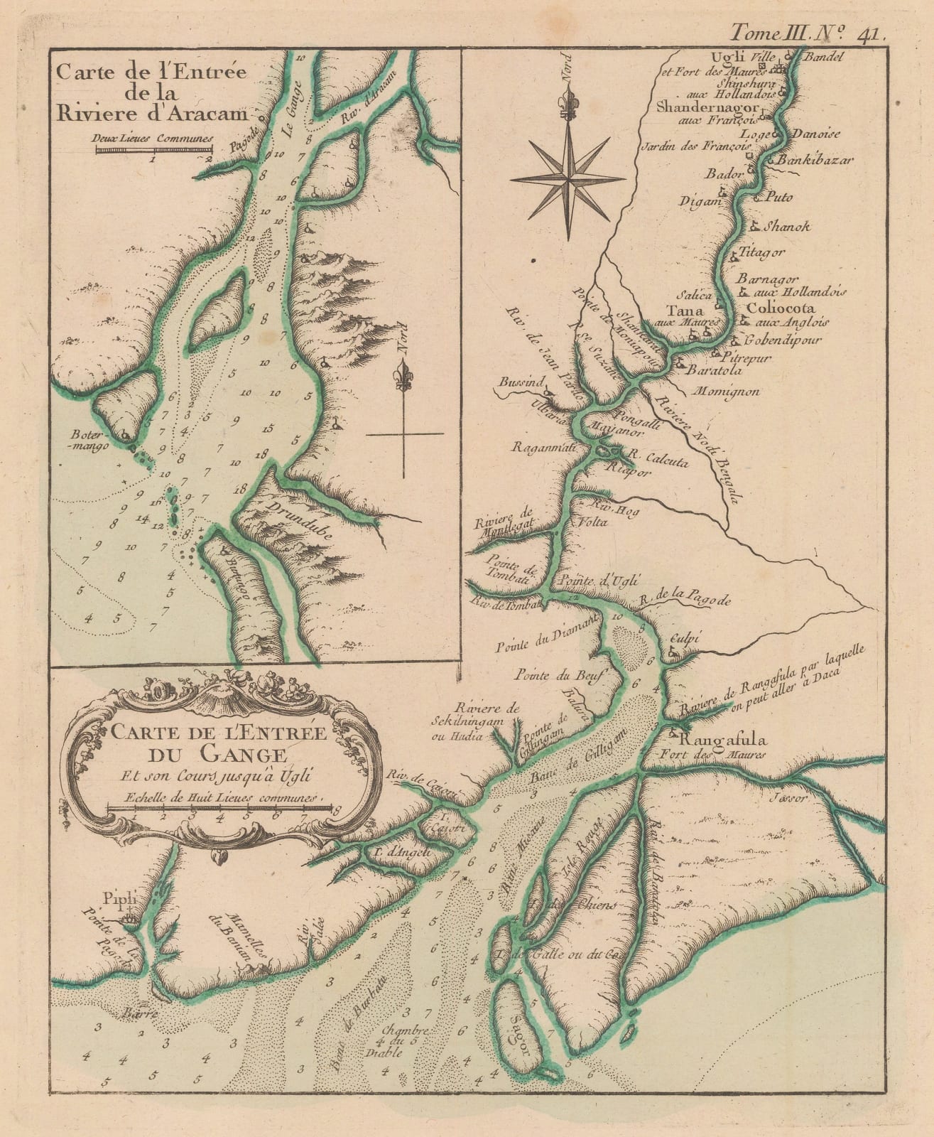 Jacques-Nicolas Bellin, The Mouth of the Hooghly River, 1764