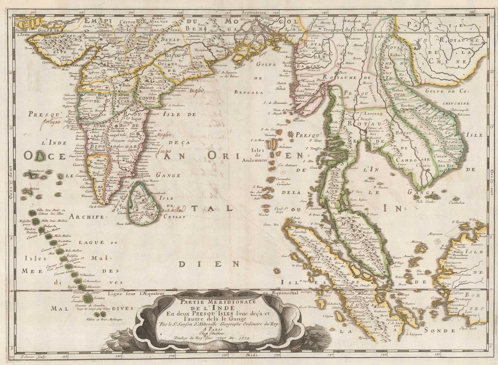 Nicolas & Guillaume Sanson, India and the Malay Peninsula, 1679