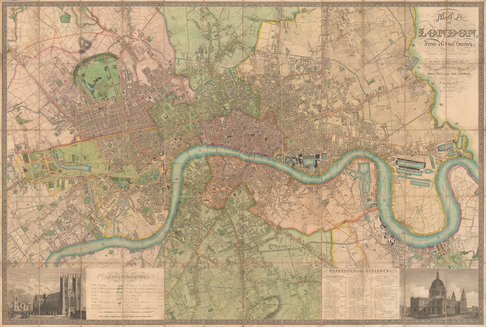 Christopher & John Greenwood, Map of London from Actual Survey Comprehending the Various Improvements to 1835, 1835