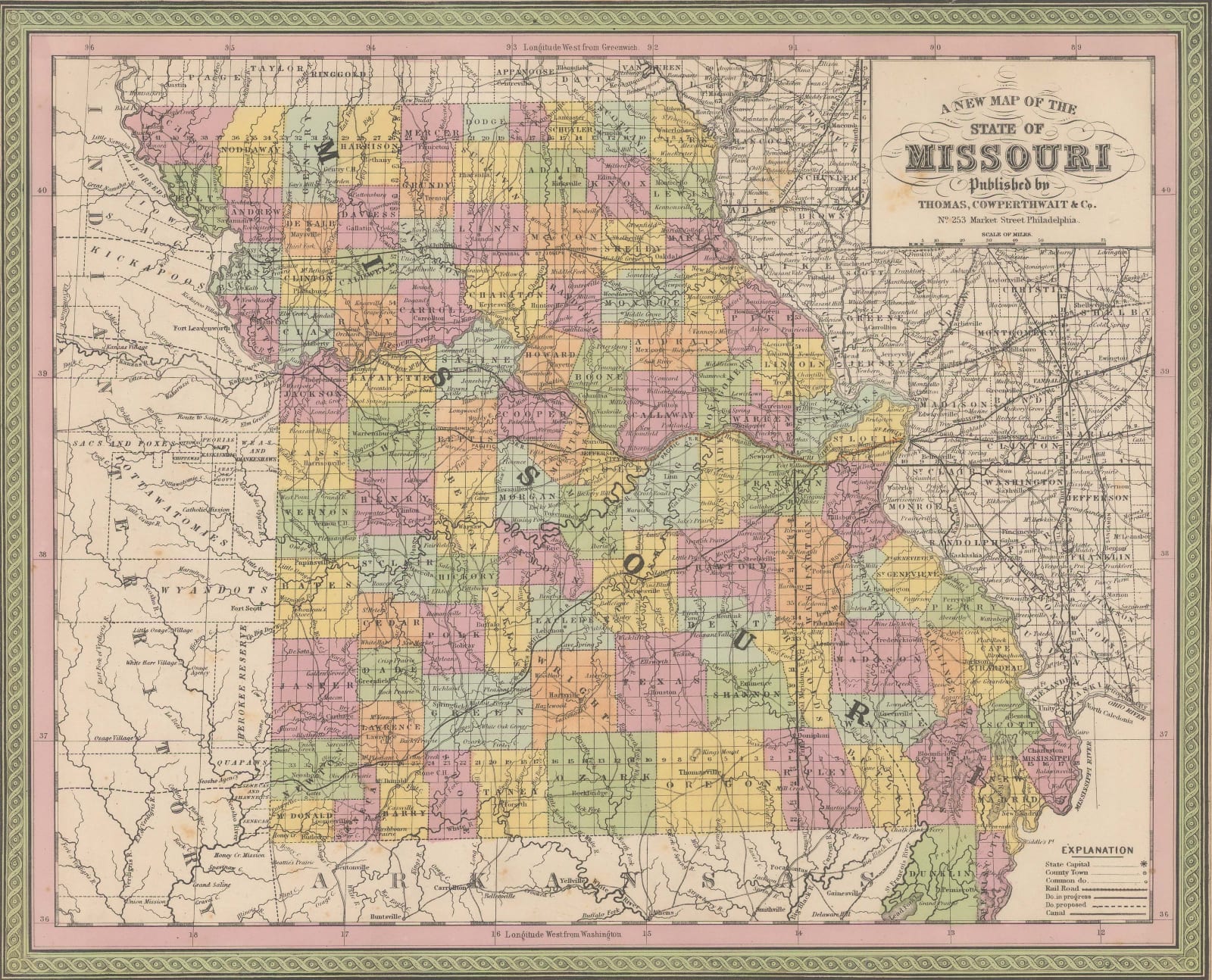 Samuel Augustus Mitchell, A New Map of the State of Missouri, 1850