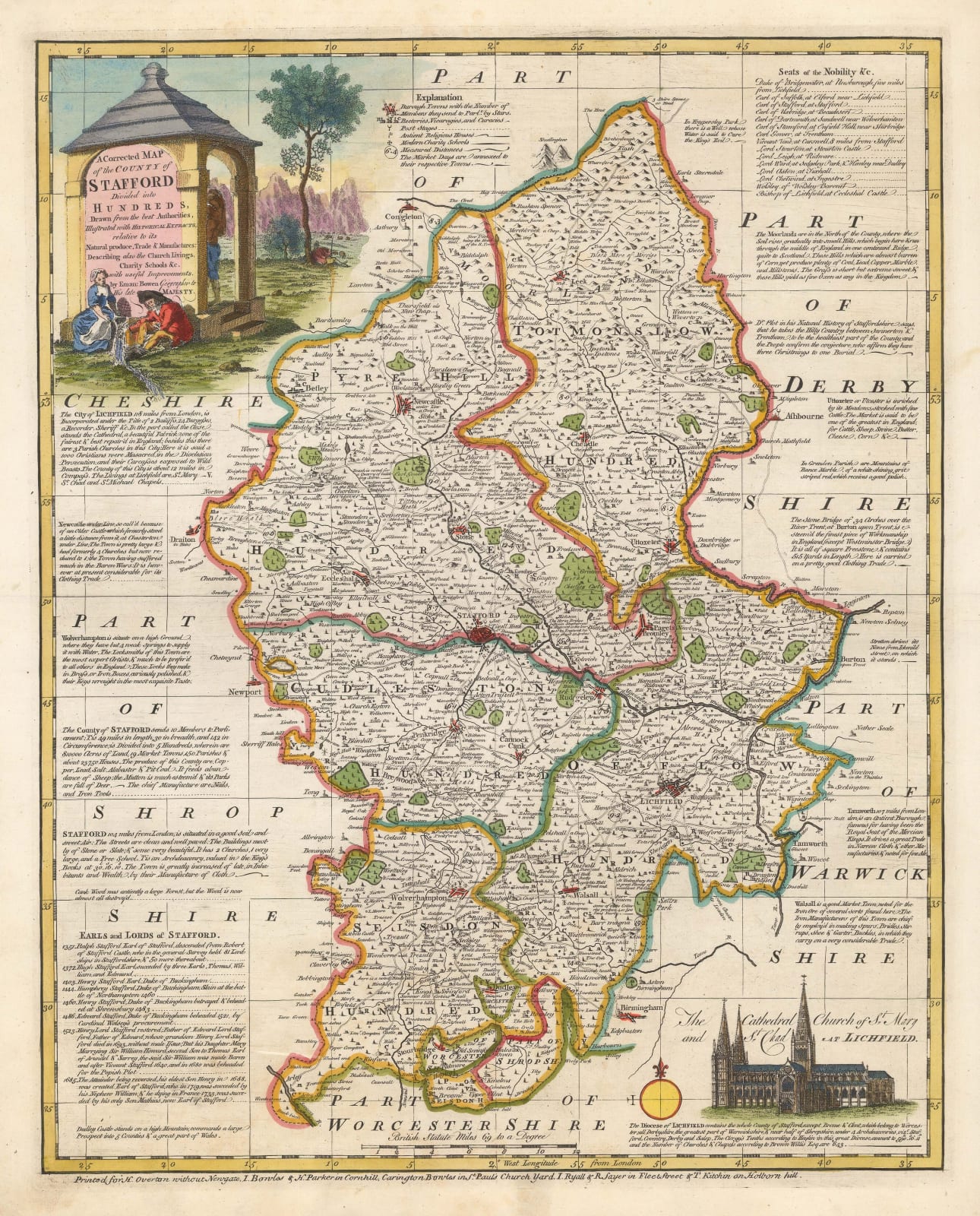 T. & E. Bowen, A Corrected Map of the County of Stafford Divided into Hundreds, 1760 c.