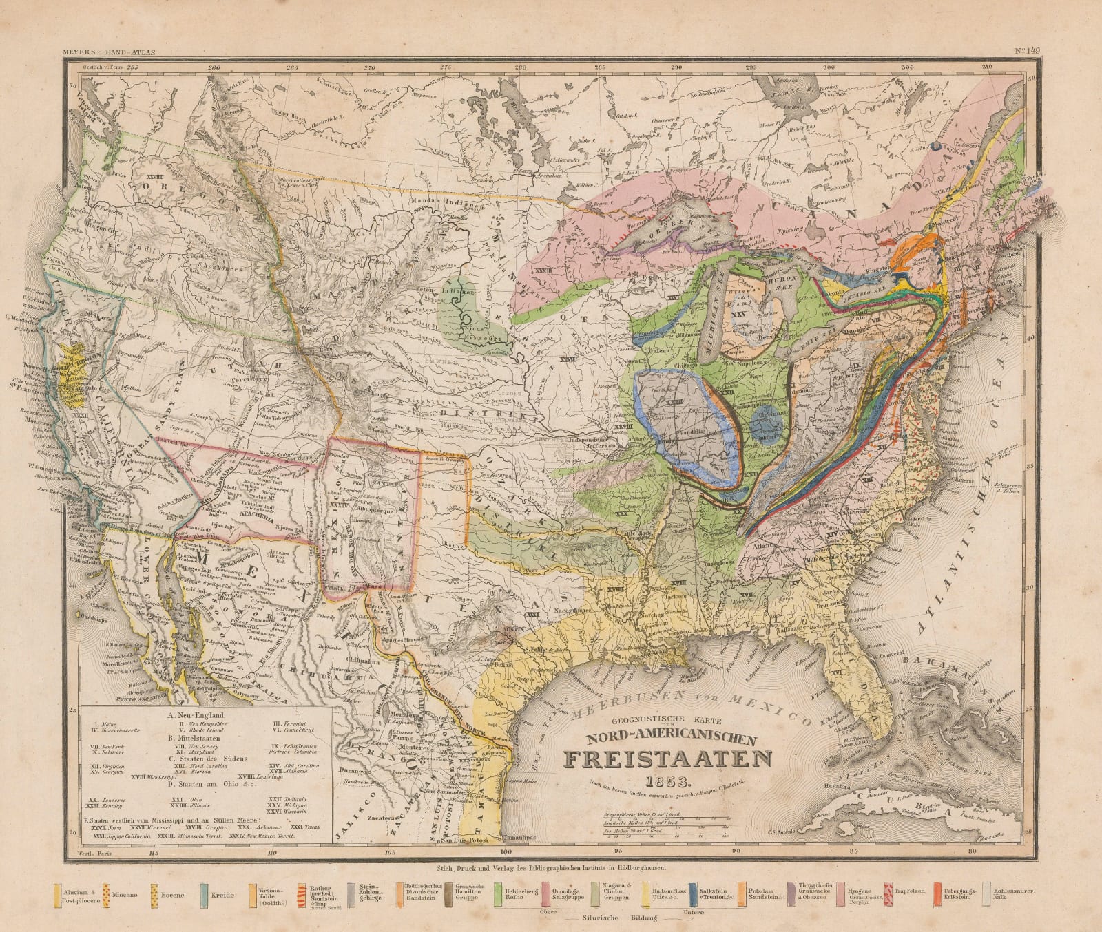 Joseph Meyer, Geological Map of the United States, 1853