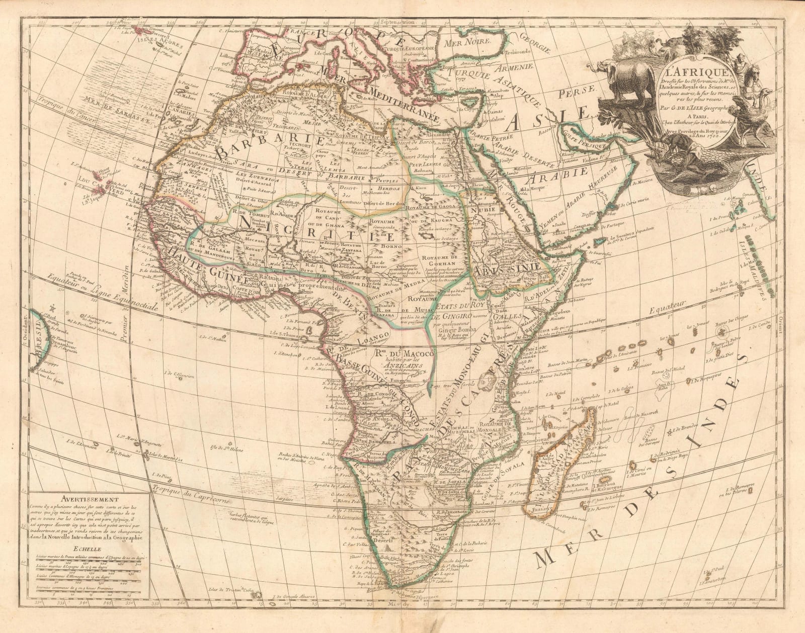 Guillaume De L'Isle, Africa, 1708 c.