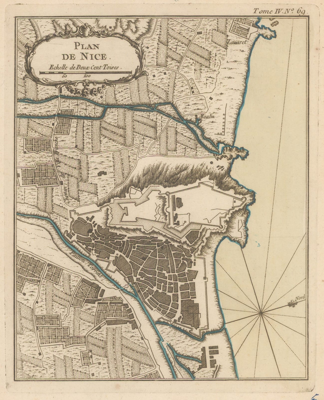Jacques-Nicolas Bellin, City plan of Nice, 1764