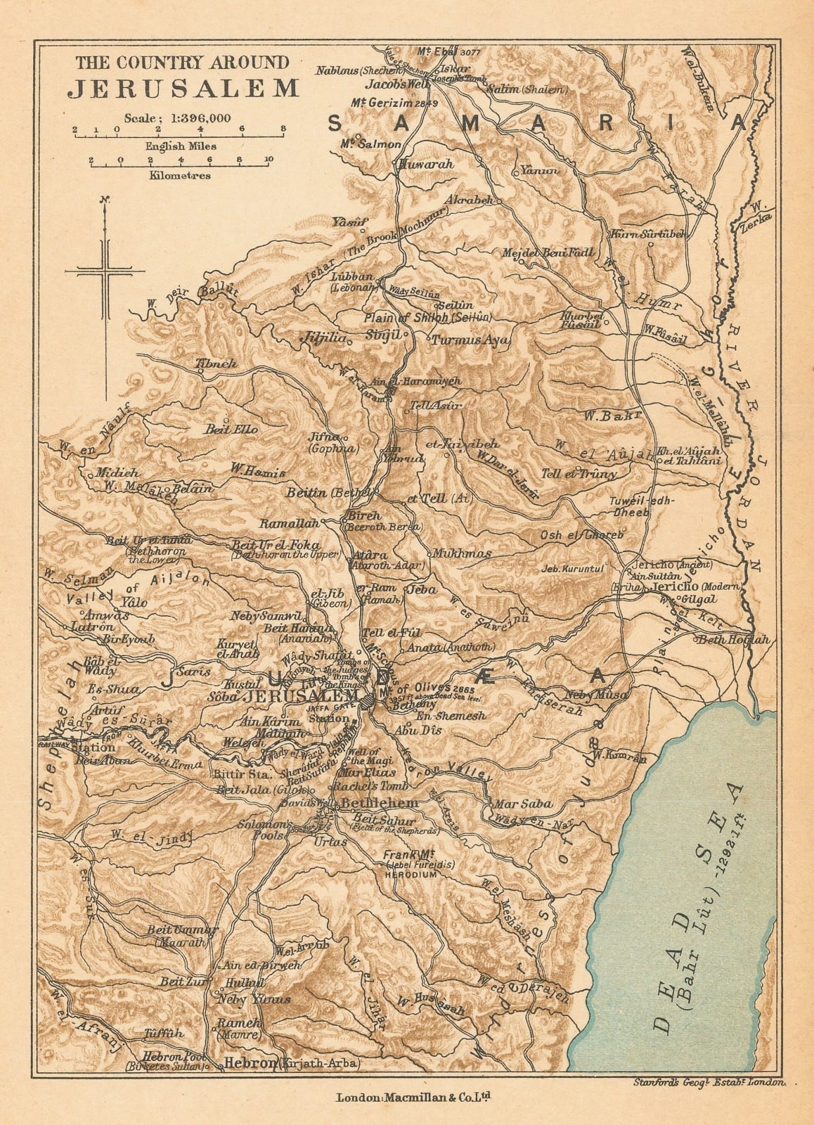 Edward Stanford, The Country Around Jerusalem, 1901