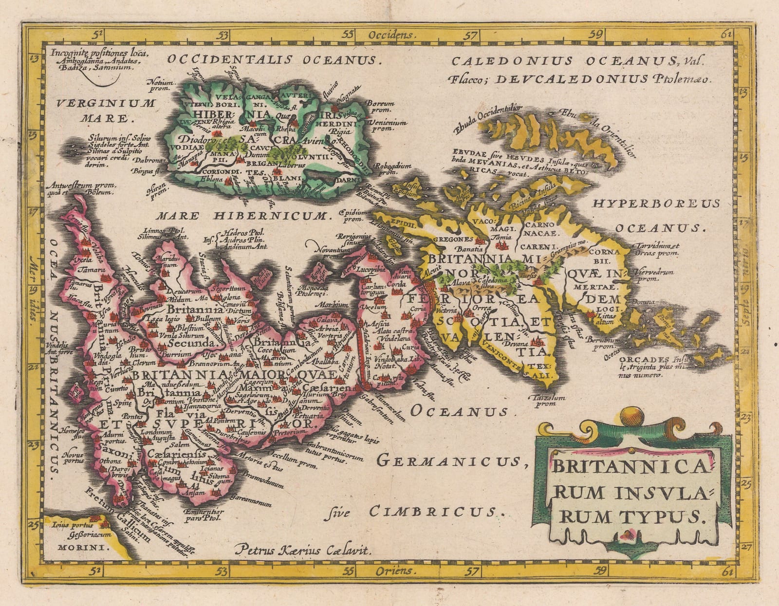 Jan Jansson, Historical Map of Britain during Roman Times, 1661